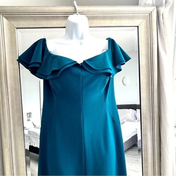 NW Night way Maxi Dress Gown turquoise Color Size 10 - Picture 4 of 12